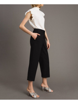 Pantalon droit en popeline