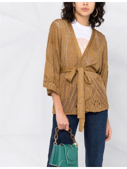 Cardigan ceinturé ajouré...