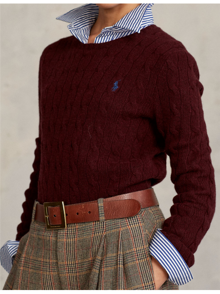 Pull Torsadé Jennyfer Bordeaux - Taille L Femme - Occasion Très Bon état, Acrylique, Col Rond