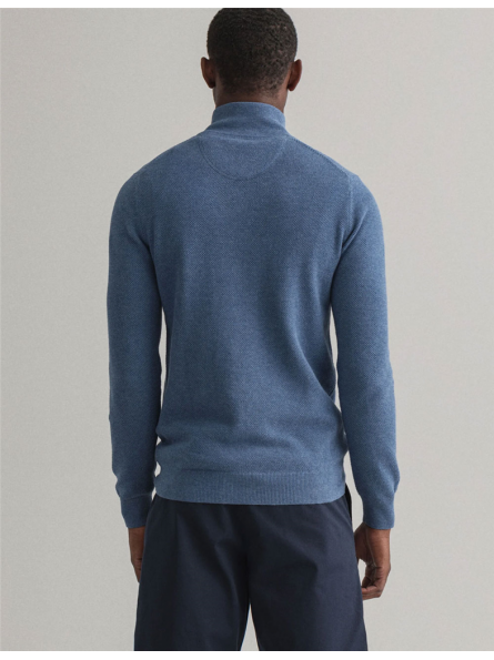 GANT Coton Piqué Demi-Zip Sweater Homme - Coupe Confortable Et Style Élégant