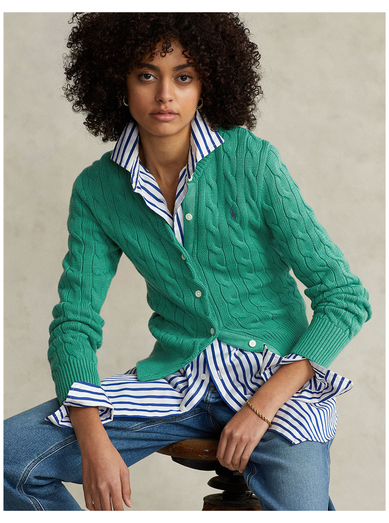 Cardigan torsadé Polo Ralph Lauren Raft green