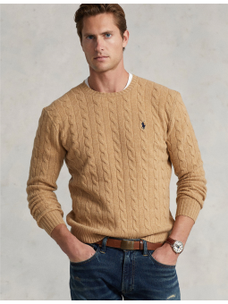 Pull torsadé col rond laine...