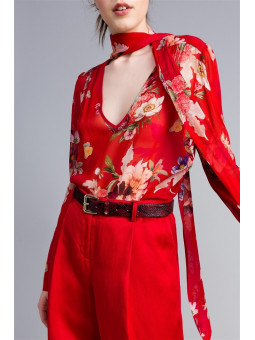 Top col V avec ruban Twinset
