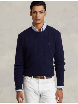 Pull torsadé col rond laine...