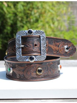 Ceinture Western en cuir et...
