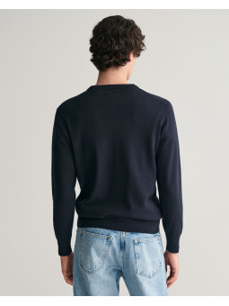 Pull Homme GANT Col Rond En Coton Piqué - Taille L, Gris, Occasion En Très Bon état