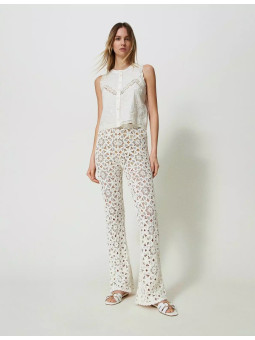 Pantalon en maille ajourée...