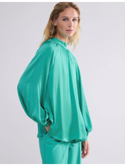 Blouse col officier effet soie