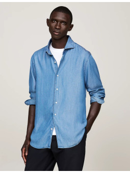 Chemise Nautica Homme Bleu Rayé - Taille 16, Manches Longues, Coton - Occasion Très Bon état