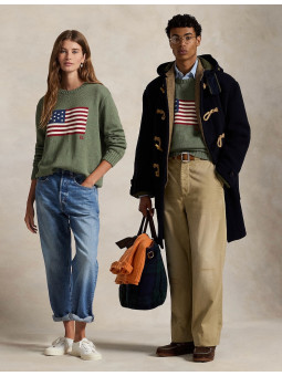 Pull kaki drapeau américain...