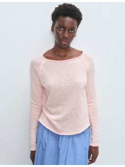 t-shirt droit ml col bateau