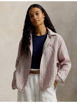 Chemise crop boxy fit lin...