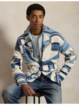 Gilet col chale patchwork...