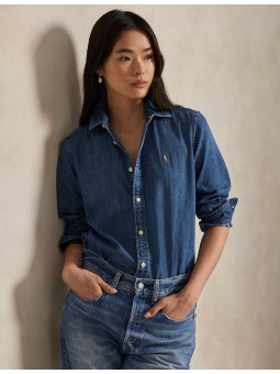 slim fit denim shirt