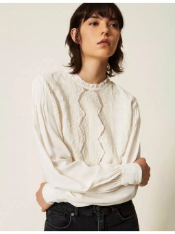 Blouse brodée en crepe Twinset