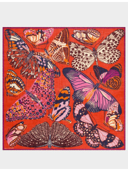 carré laine 130x130 papillons