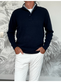 Pull demi-zip bicolore en...