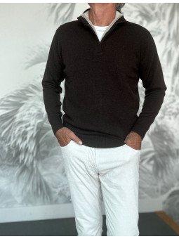 Pull demi-zip bicolore en...