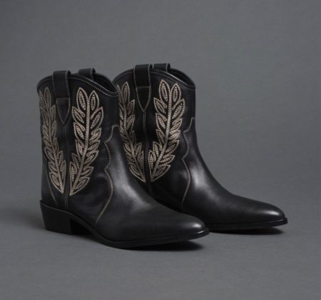 Bottines santiags noires brodées Twinset
