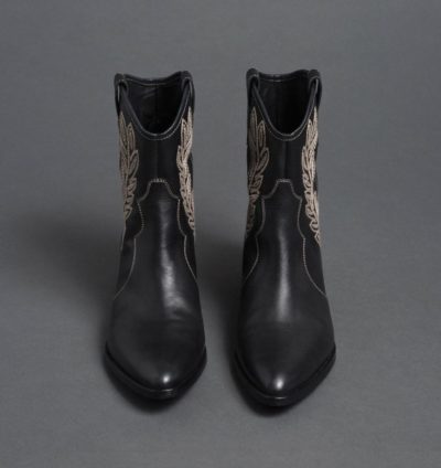 Bottines santiags noires brodées Twinset