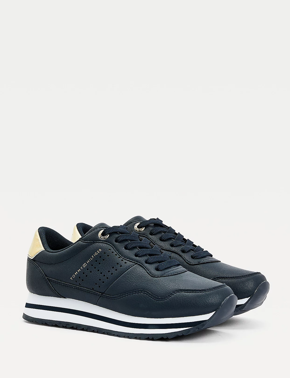 Chaussures printemps 2021 baskets femme marine avec finitions métallisées pour femme Tommy Hilfiger