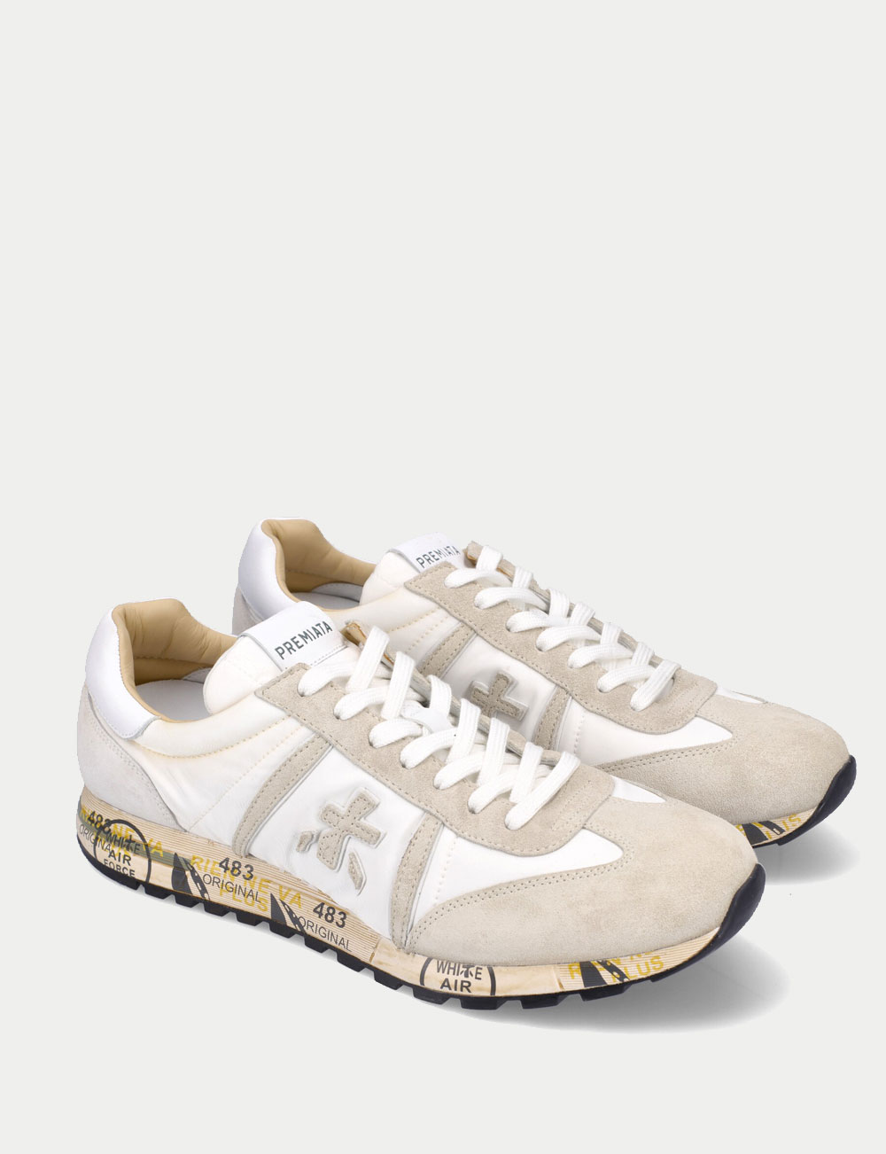 Sneakers Lucy Premiata pour homme beige et blanc