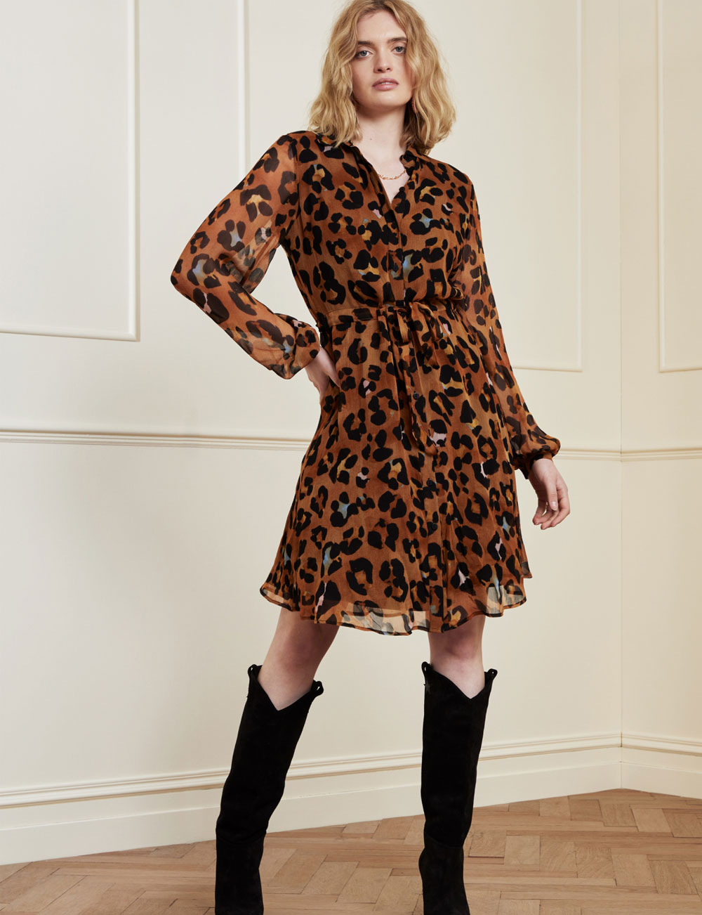 Robe léopard soldes hiver Fabienne Chapot pour femme