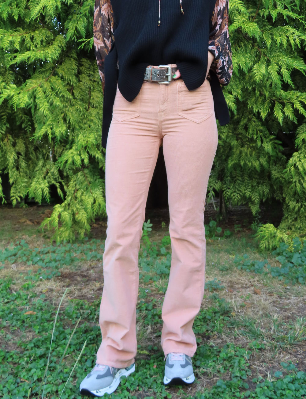 Pantalon flare en velours Red Legend Orson Bay Kaki Crazy Carnac